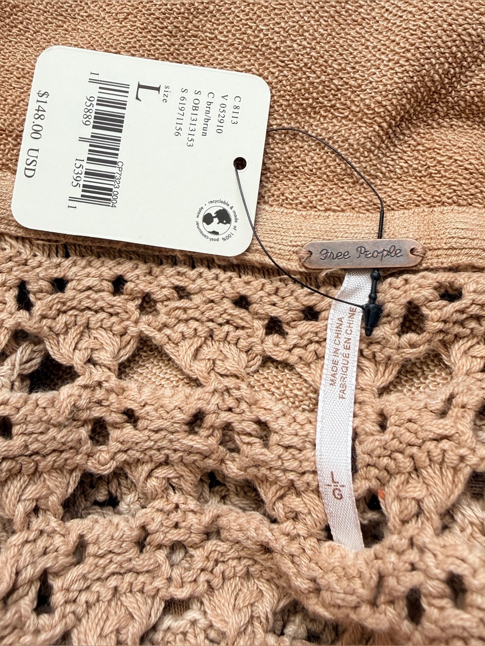 NWT Free People Dune Bug Cardi in Tan size L - Picture 8 of 14